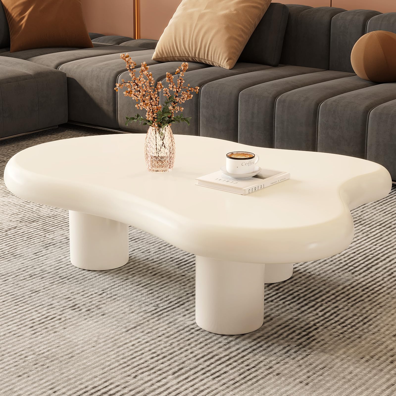 Amazon.com: HOTICKME Cloud Coffee Table for Living Room, Cream